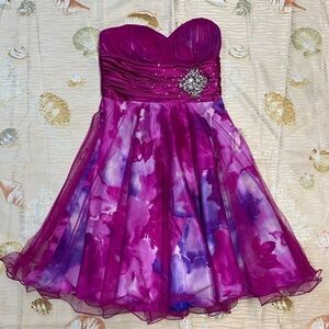 Xscape floral‎ strapless mini dress